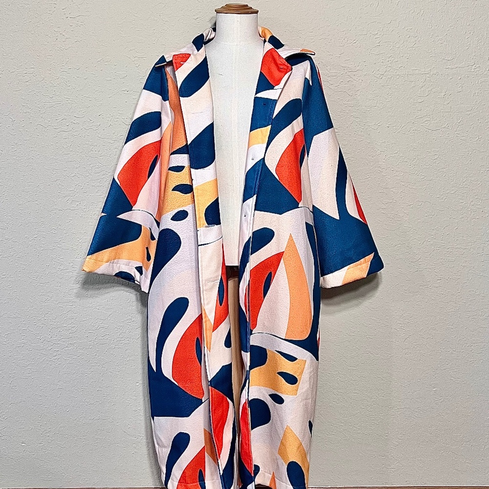 Art Deco Felted Longline Coat M